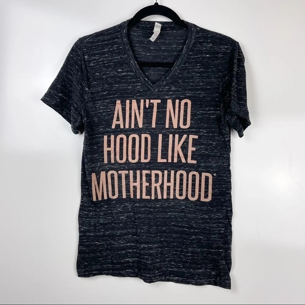 Mom Saying V-Neck Graphic T-Shirt Small Short Sleeve Funny Quote Tee Casual